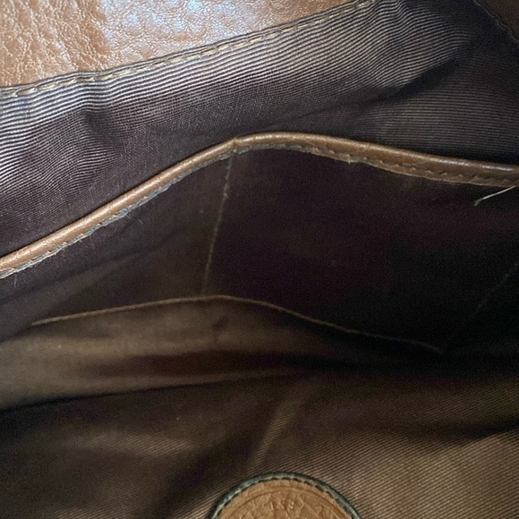 Etienne Aigner brown leather purse shoulder bag Womens gold tone toggle pockets - Picture 7 of 11